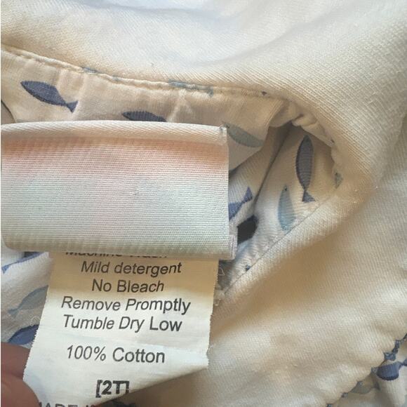 Shrimp & Grits Kids white fish short ruffle sleeve button back shirt SIZE 2T - Picture 5 of 6